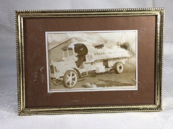SOCONY OIL DELIVERY TRUCK - Antique Automobilia Framed Photograph SHIPPABLE