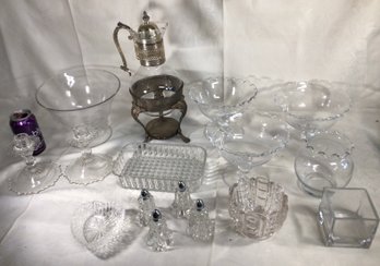 Antique & Vintage Glasswares, Plus Silver Plated Coffeepot, Etc. Found In A Dining Room Cupboard