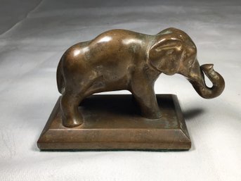 Heavy Antique Bronze Elephant - Height 2.5 In