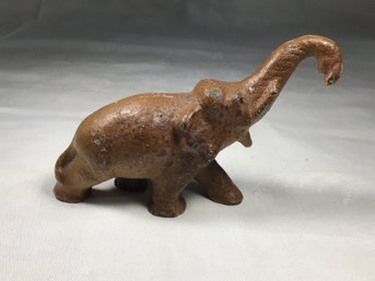Antique Painted Bronze Elephant - Height 2.5 In