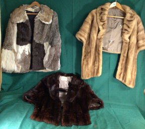 Genuine Fur Coat & 2 Fur Shawls