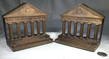 Antique Bronze Bookends - The N.C.R. School House - Height 5 In