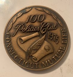 Connecticut Mutual Life 1975 Bronze Coin - The 100 Policies Club, SHIPPABLE