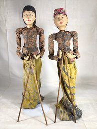 2 Hindu Puppets - Height 18 In
