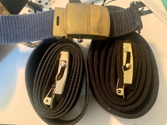 Three U.S. Military Belts With Solid Brass Buckles, Made Un U.S.A., SHIPPABLE