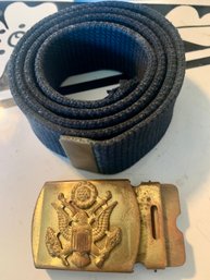 U.S. Military Belt With Older Solid Brass Buckles, Made Un U.S.A., SHIPPABLE