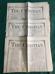 3 Antique 'The Christian' Newspapers - 1875