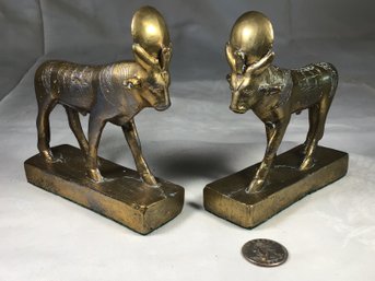 Antique Solid Bronze Egyptian Bookends - Height 5 In