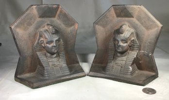 Antique Egyptian Cast Iron Bookends, Very Heavy - Height 6 In - #42