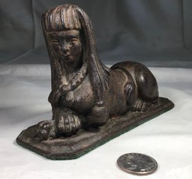 Antique Egyptian Female Cast Iron Sphinx - Height 3.5 In