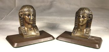 Antique Egyptian Bronze Pharoah Bookends - Height 4.5 In - #5
