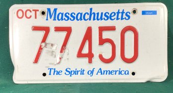 Mass License Plate 77450 - No Date - See Other Listings For A Series Of Plates With The Same Number