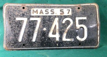 1957 Mass License Plate 77425 - See Other Listings For A Series Of Plates With The Same Number