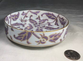 Vintage Chinese Small Porcelain 5 In Bowl Purple Flowers