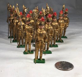 Box Of 15 Vintage John Hill Golden Knight Articulated Lead Figures