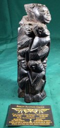 Hand Carved African Sculpture - Dense Heavy Dark Wood - See Photos