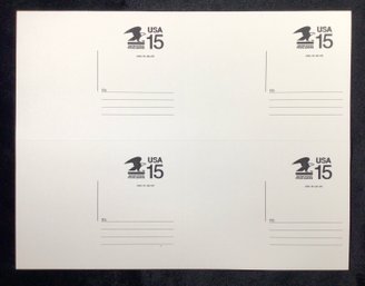 UNCUT Unused Sheet Of 4 Postal Buddy Cards 15c
