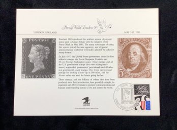 1990 Stamp World London 90 - Depicting The First Stamp Ever Issued 'The Penny Black' & First US Stamp