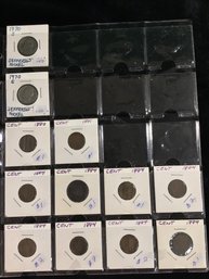 2 Jefferson Nickels - Both 1970 S - 10 Indian Head Pennies - 1880, 81, 84, 84, 84, 84, 84, 84 84, 84 - # 1