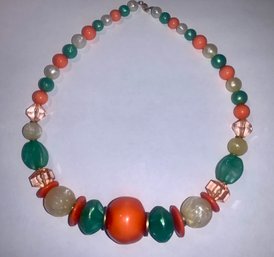 Colorful Choker Style Necklace W/ Alternating Beadwork, SHIPPABLE