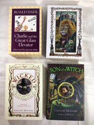 4 Books - Charlie And The Great Glass Elevator, A Lion Amongmen, Wicked, And Son Of A Witch