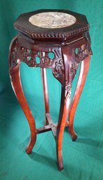 Marble Center-top Oriental Style Wood Plant Stand