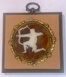 Sagittarius 3 Inch Wall Plaque With Cameo Center, Wood Back, SHIPPABLE