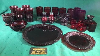 Ruby Red Glass - 24 Pcs. Some Is Avon, All Is Fresh From A Local Estate.