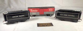 3 Antique Marx Metal Trains - Union Pacific 551, Pacemaker Freight Service NYC 174580, New York Central 551