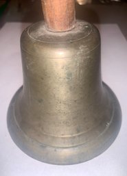 Antique School Bell, 4 Inch Diam. Brass Bell, 8 Inch Tall With Handle, SHIPPABLE