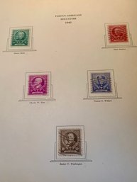 Antique U.S. STAMPS BY THE ALBUM PAGE - SHIPPABLE, From Circa 1935 Thorpe & Martin Co. Album Page