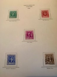 Antique U.S. STAMPS BY THE ALBUM PAGE - SHIPPABLE, From C1935 Thorpe & Martin Co. Album Page