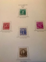 Antique U.S. STAMPS BY THE ALBUM PAGE - SHIPPABLE, From C1935 Thorpe & Martin Co. Album Page