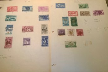 Antique U.S. STAMPS BY THE ALBUM PAGE - SHIPPABLE,  2 Pages, 1957-58 Issues