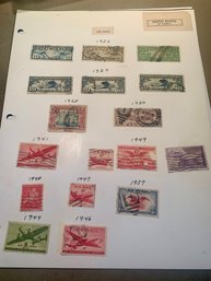 U.S. AIRMAIL STAMPS BY THE ALBUM PAGE - SHIPPABLE, Stock Page Airmail Stamps