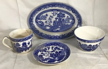 4 Pcs Antique Blue And White