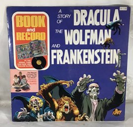 Vintage Record With Comic Book In Excellent Condition - A Story Of Dracula The Wolfman And Frankenstein