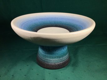 Hollow Ceramic Bowl With Pedestal Base - 6.5 In Tall, 11 In Diameter