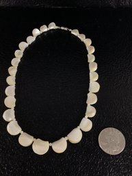 Vintage Mother Of Pearl Necklace, 14 In