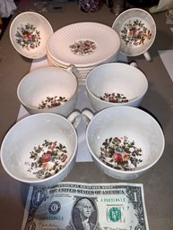 Set For 7 - Wedgwood Cups & Saucers In The Conway Pattern, SHIPPABLE