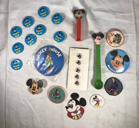 Antique And Vintage Mickey Mouse Lot Of 20 Pins, Patches, PEZ And More!