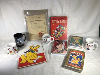 Disney Lot Including Mickey Mouse Club Certificate, Musical Mickey Mouse Club Mug And More! Lot Of 10