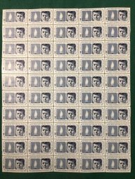 Full Sheet Of 50, 5c U.S. Stamps, John Fitzgerald Kennedy 1917-1963, SHIPPABLE