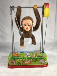 Antique Tin Toy With Monkey