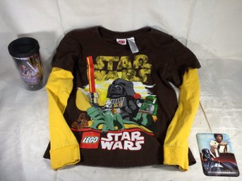 Kids Star Wars T-shirt Size Medium, Light Side / Dark Side Light Switch Cover, And Travel Mug