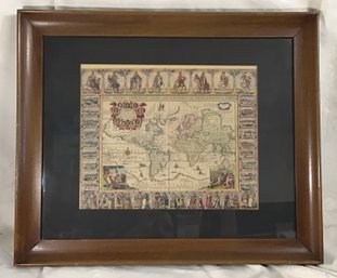 Antique World Map Print - 15.5 In X 18.5 In