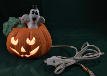 Light-Up Ceramic Pumpkin With Toggle Switch On Cord - Works, See Photos