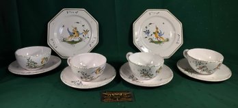Antique Cups, Saucers, And Plates - A. Baratta, Made In Italy, Signed - See Photos, SHIPPABLE