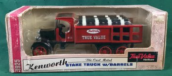 1/34 Scale Die Cast Ertl Stake Truck With Barrels Detailed Replica Coin Bank With Key