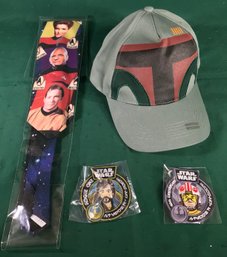 Boba Fett Cap And Two Star Wars Patches Plus A Star Trek Tie, SHIPPABLE